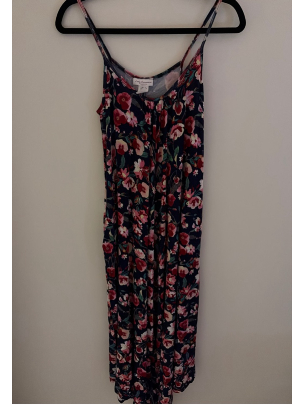 Women's Lady Curvaceous Navy Pink Floral Midi Dress S